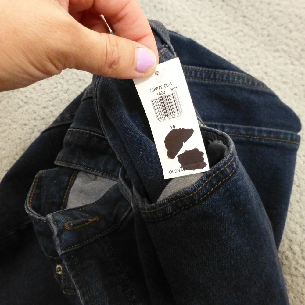 Old Navy Jeans Womens 16 OG Straight High Rise Dark Wash Secret Slim Pockets NEW